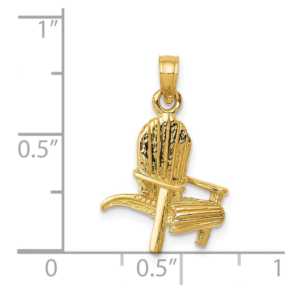 14k Yellow Gold 18 mm 3D Adirondack Beach Chair Pendant (1.58 grams)