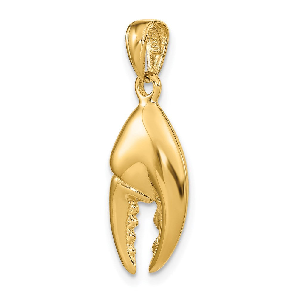 14k Yellow Gold 11 mm 3-D Moveable Stone Crab Claw Pendant (3.86 grams)