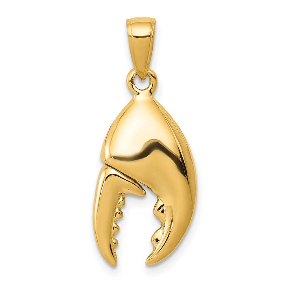 14k Yellow Gold 11 mm 3-D Moveable Stone Crab Claw Pendant (3.86 grams)