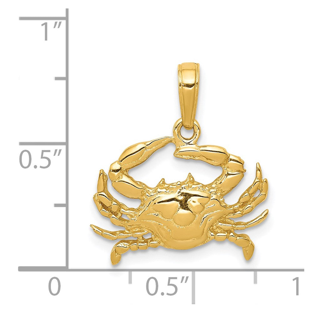 14k Yellow Gold 18.1 mm Blue Crab Pendant (1.6 grams)