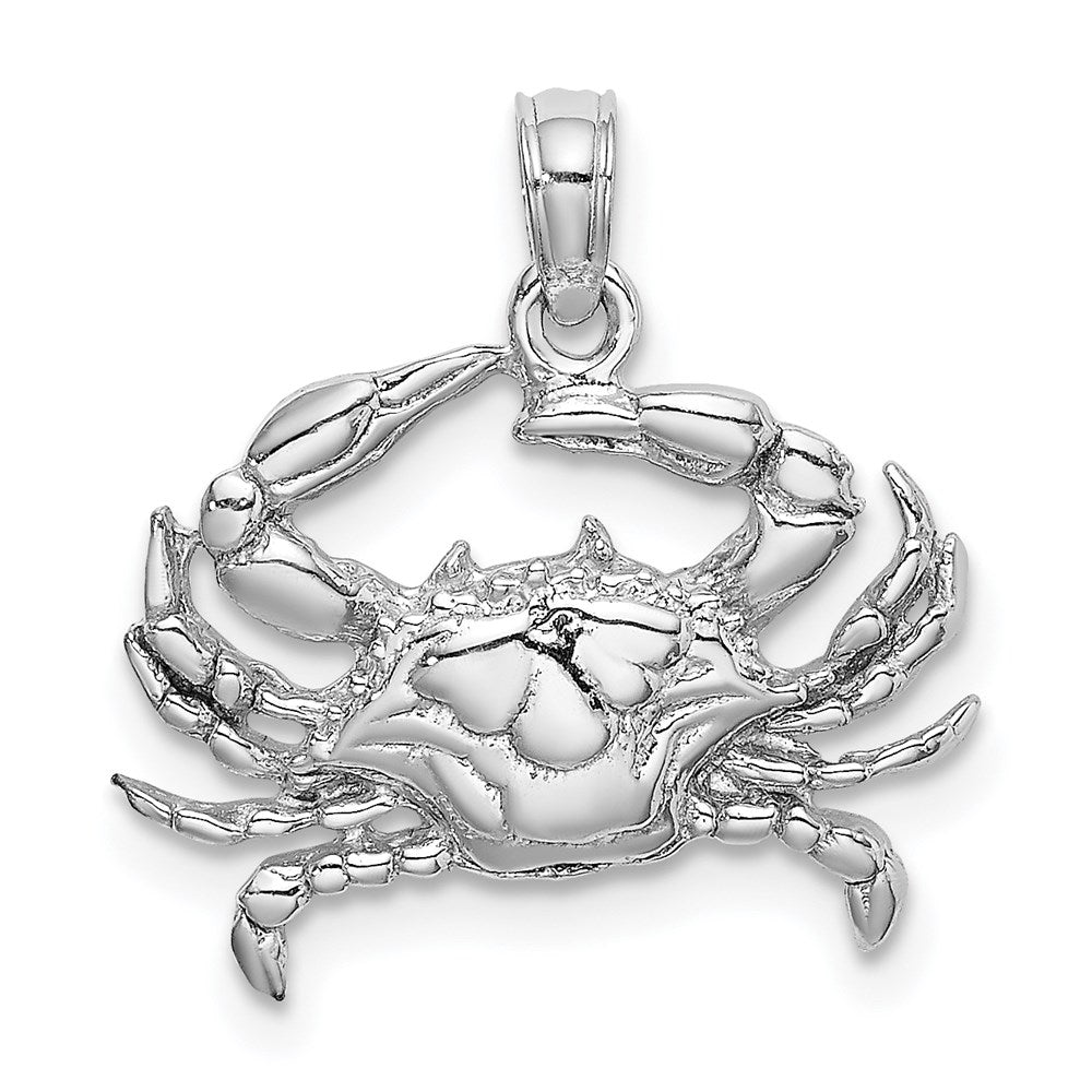 14k White Gold 18.1 mm Blue Crab Charm (1.49 grams)