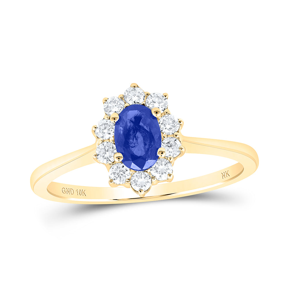 1/4Ctw-Diamond 6X4 Mm Sapp-Ov Nat Gem Ring (1.78 grams)