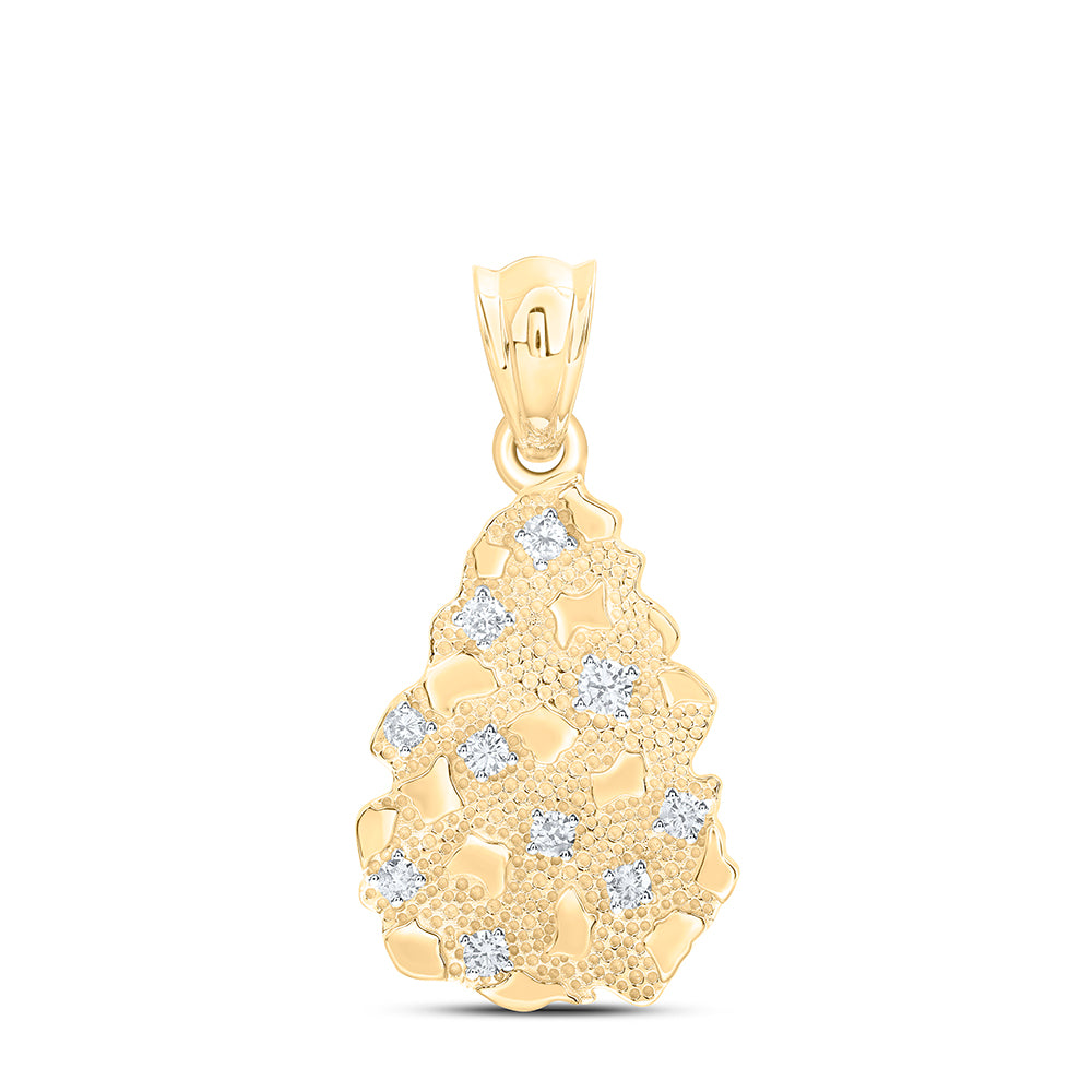 10Kt Gold 3/4Ctw-Dia Nk Mens Nugget Pendant