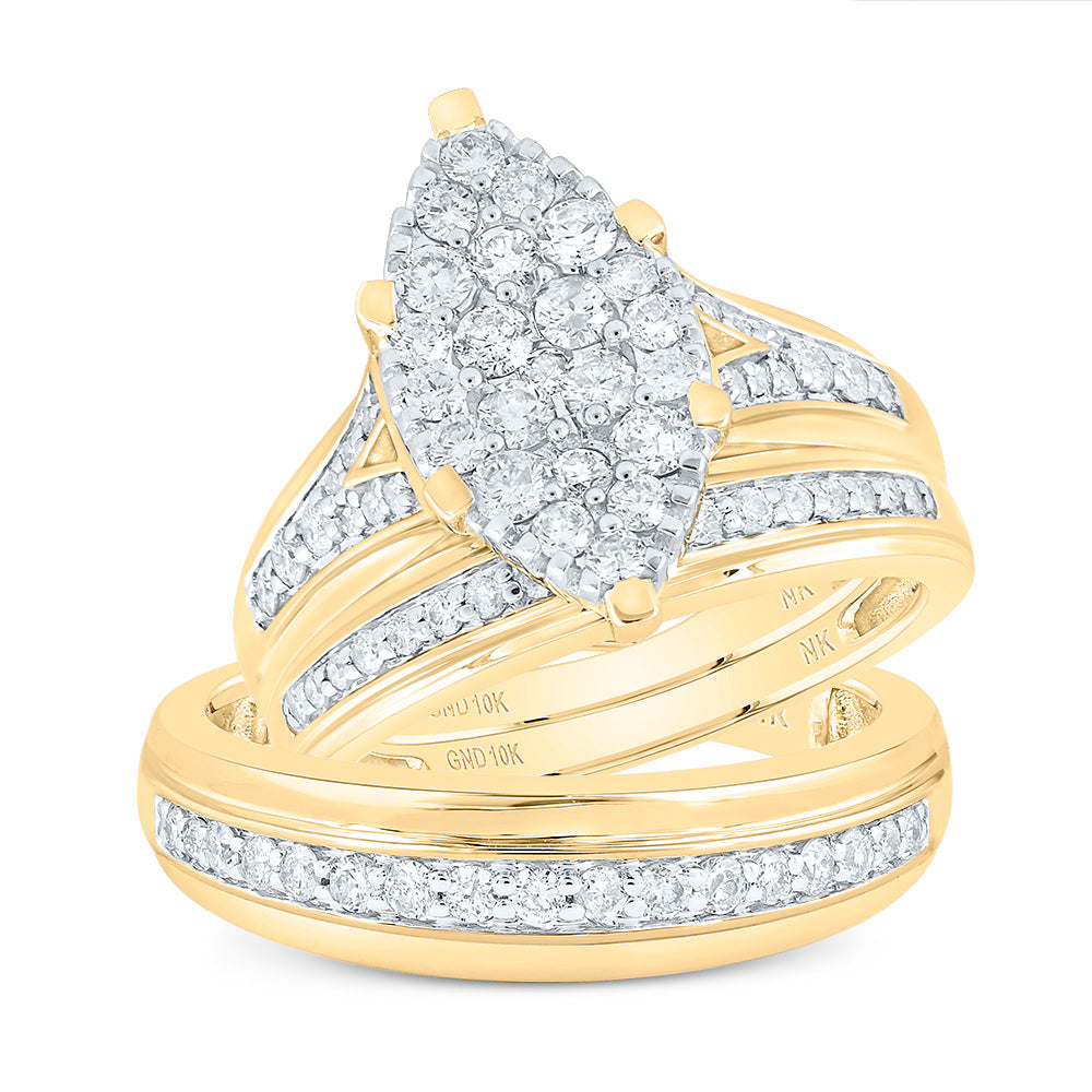 1CTW-Diamond MARQUISE SHAPE TRIO SET