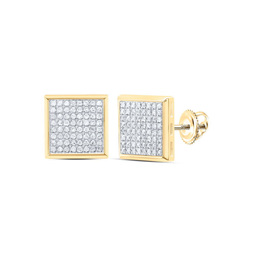 10Kt Gold 1/2 Ctw Dia P3 Micro-Pave Square Earrings