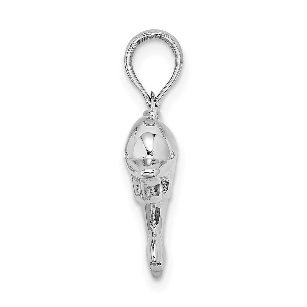 14k White Gold 24.85 mm 3-D Puffed Dolphin Charm (1.98 grams)