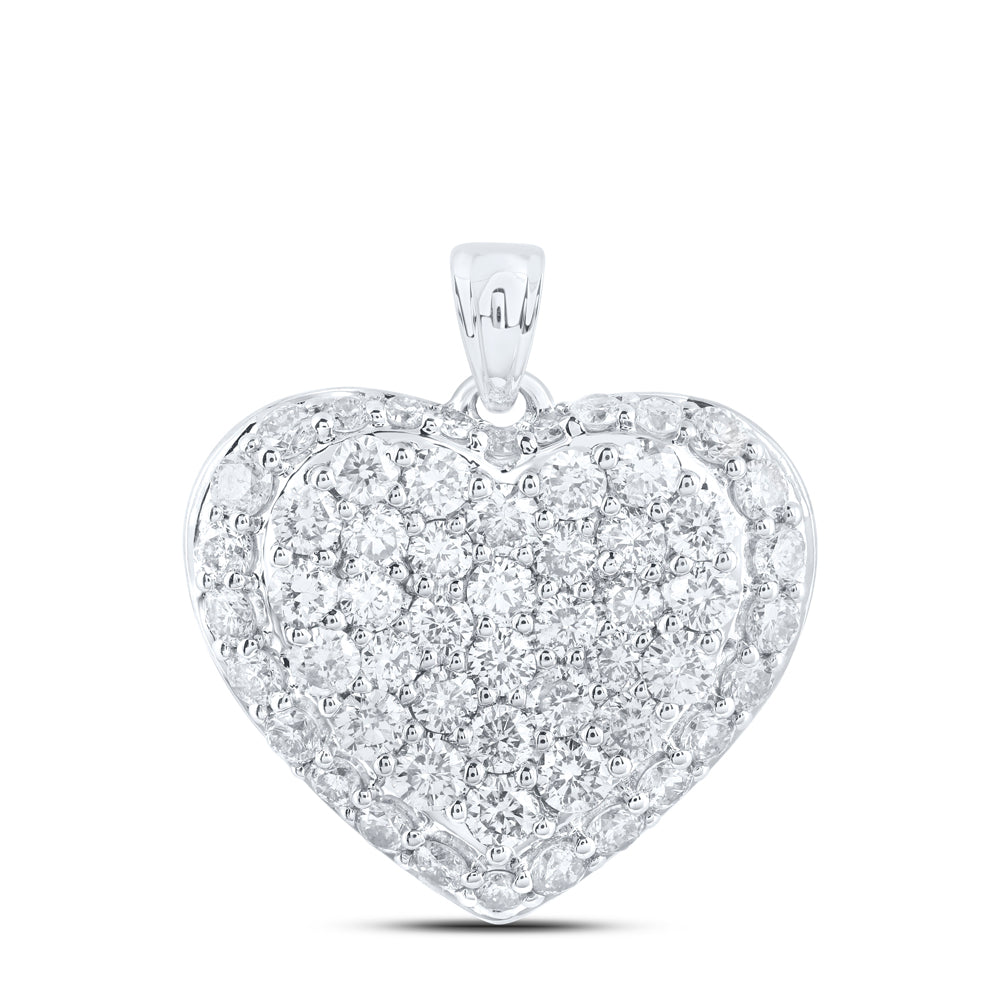 10Kt Gold 1 3/8Ctw-Dia Nk Heart Pendant