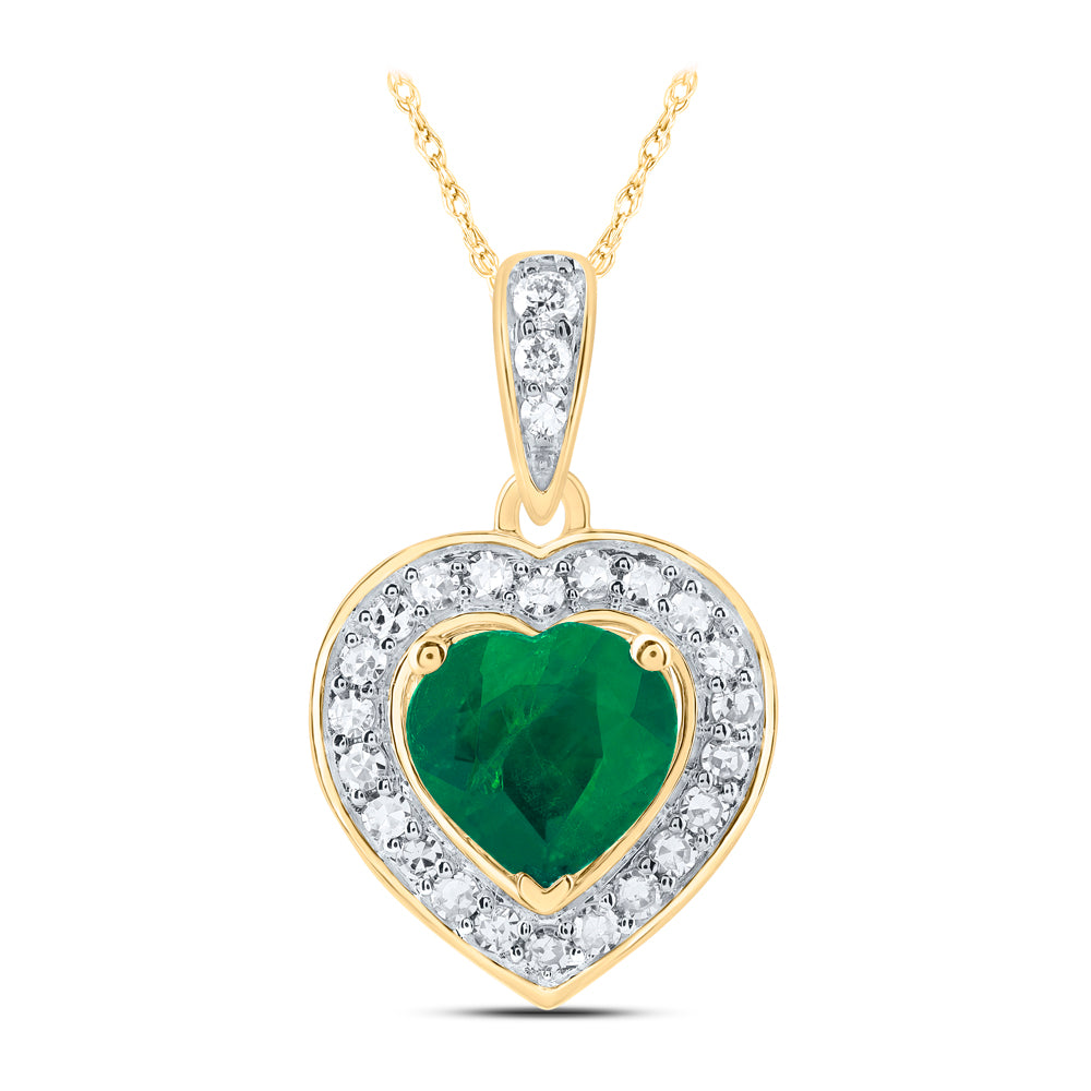 10Kt Gold 1/8Ctw-Dia Nk 5.5X5.5 Mm Em Heart Nat Gem Heart Pendant