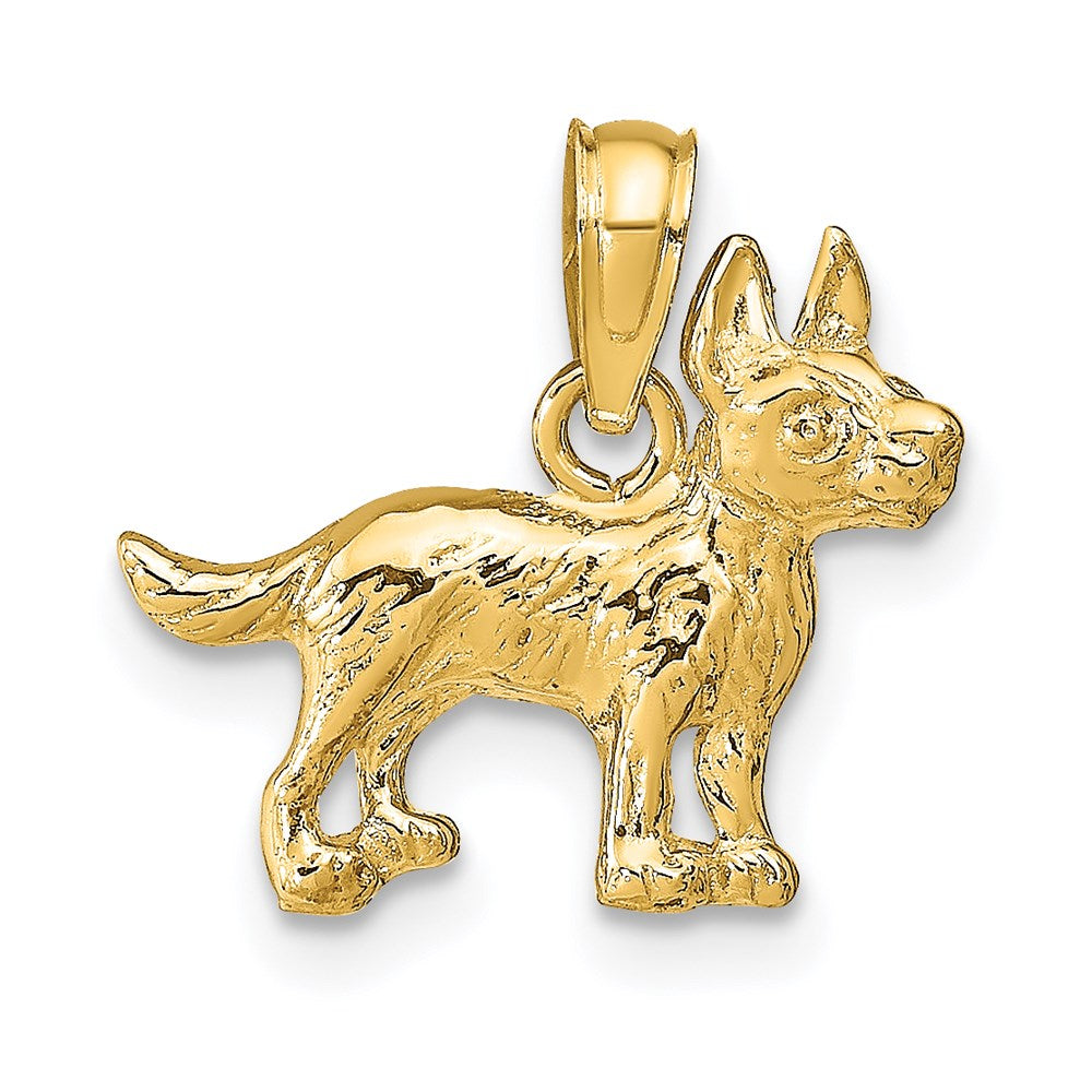 14k Yellow Gold 16 mm Terrier Dog Pendant (1.24 grams)