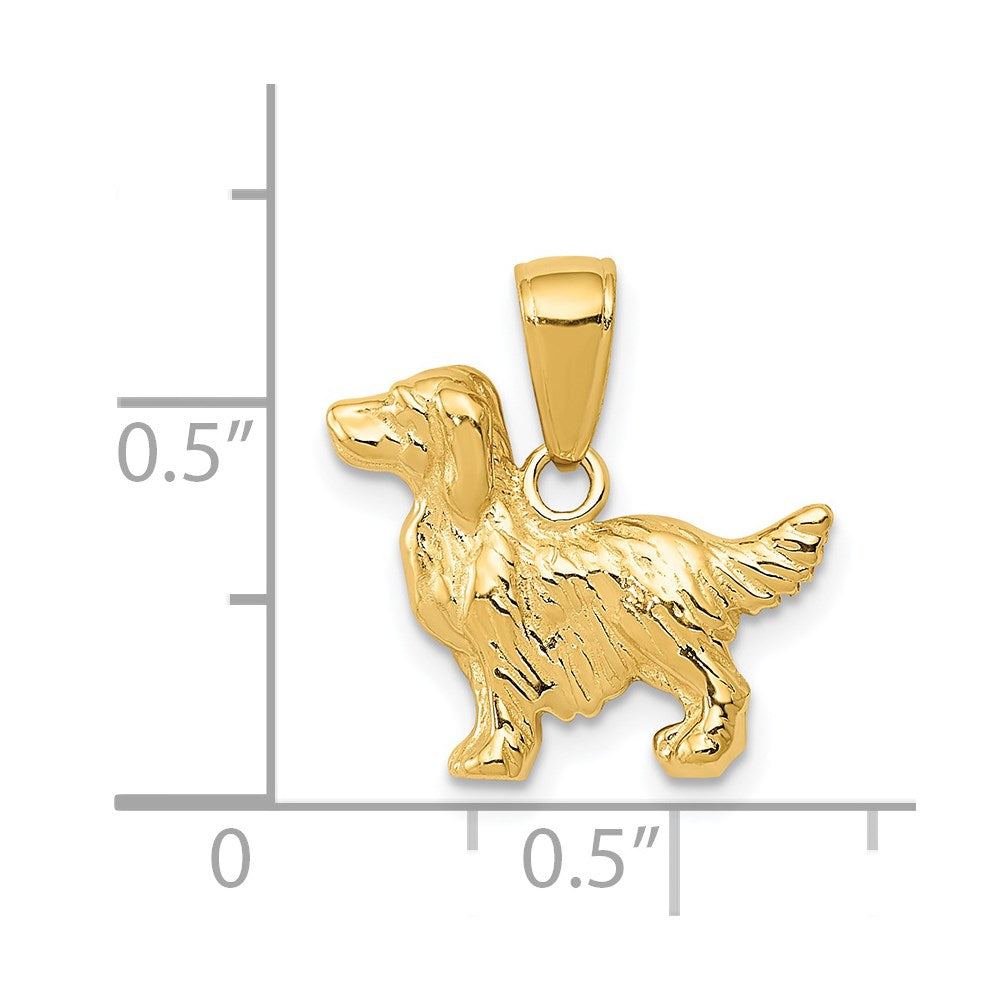 14k Yellow Gold 16 mm Springer Spaniel Dog Pendant (1.61 grams)