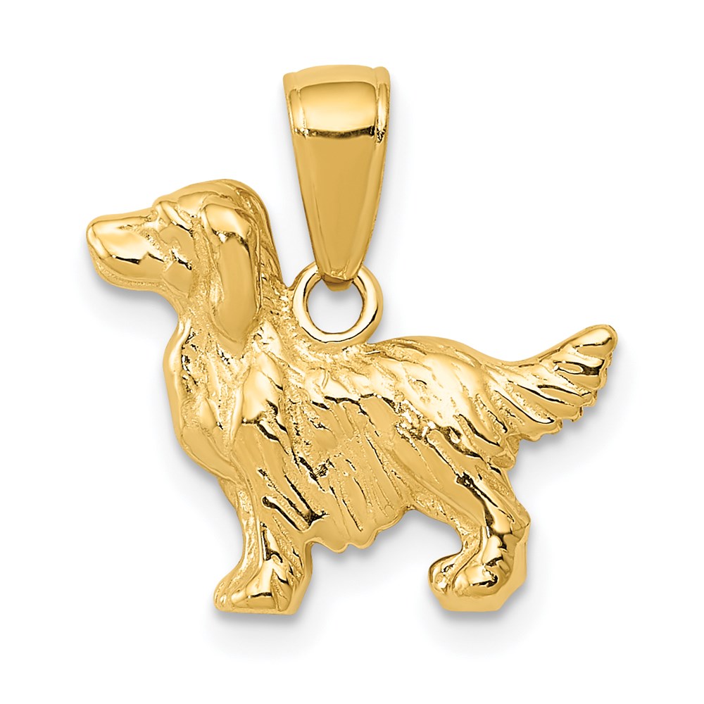 14k Yellow Gold 16 mm Springer Spaniel Dog Pendant (1.61 grams)