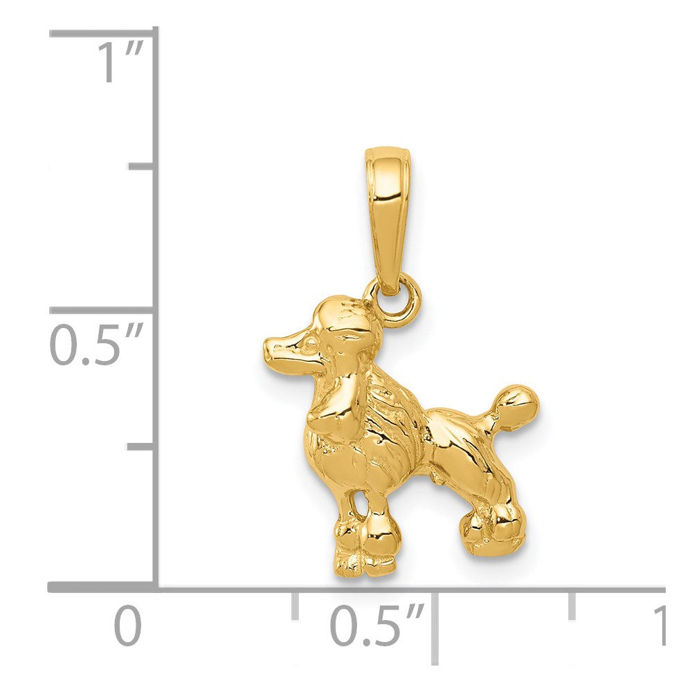 14k Yellow Gold 13 mm Poodle Dog Pendant (1.36 grams)
