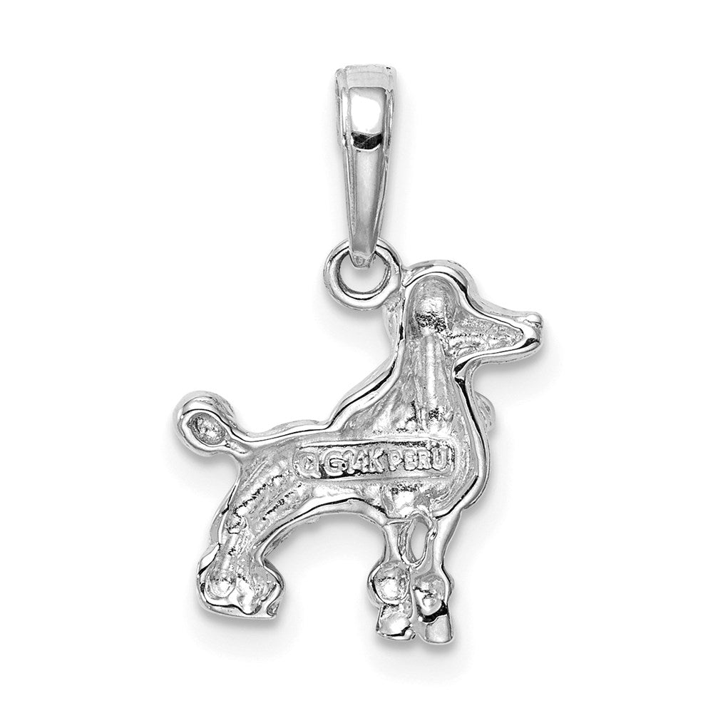 14k White Gold 13 mm Poodle Dog Pendant (1.33 grams)