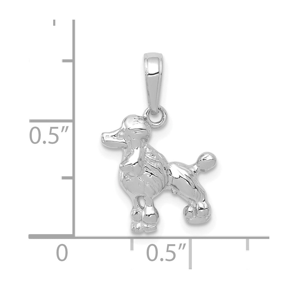 14k White Gold 13 mm Poodle Dog Pendant (1.33 grams)