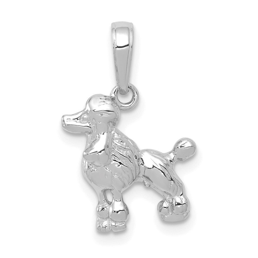 14k White Gold 13 mm Poodle Dog Pendant (1.33 grams)