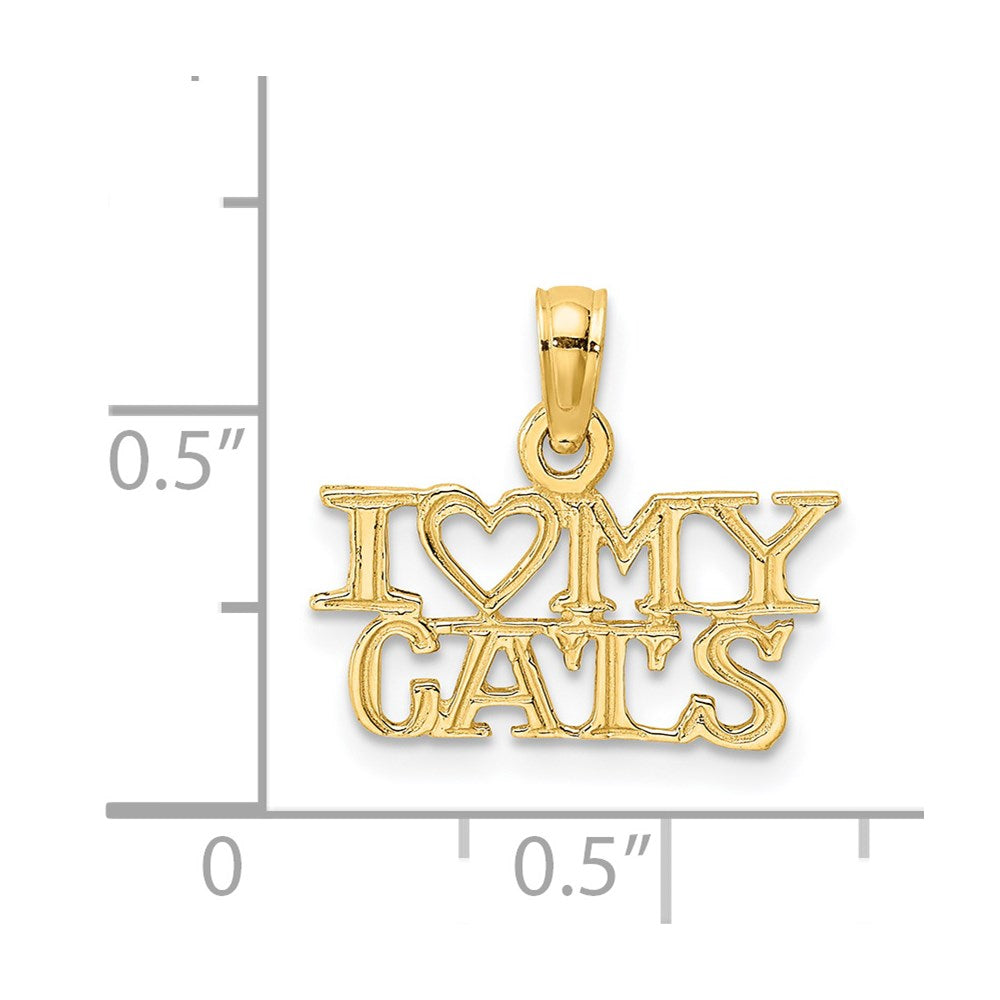 14k Yellow Gold 16 mm I HEART MY CATS Charm (0.55 grams)