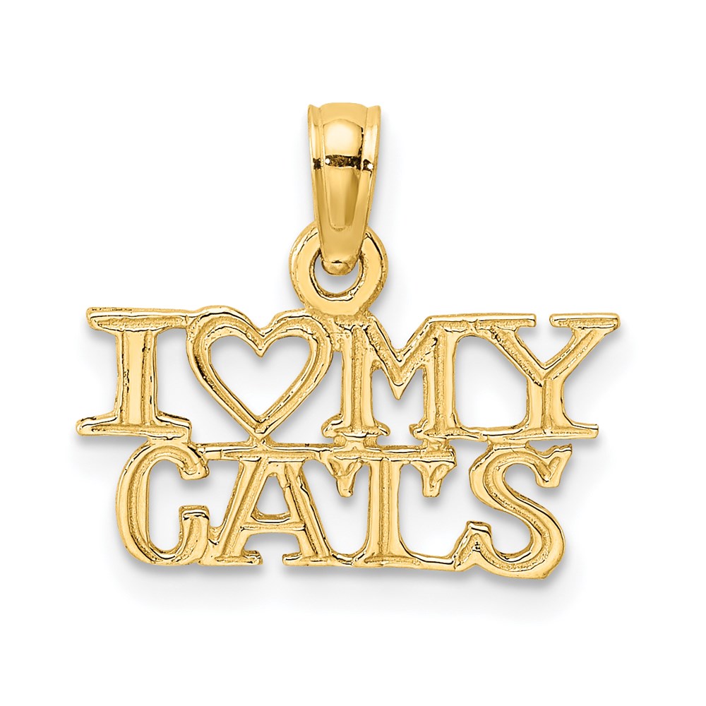 14k Yellow Gold 16 mm I HEART MY CATS Charm (0.55 grams)