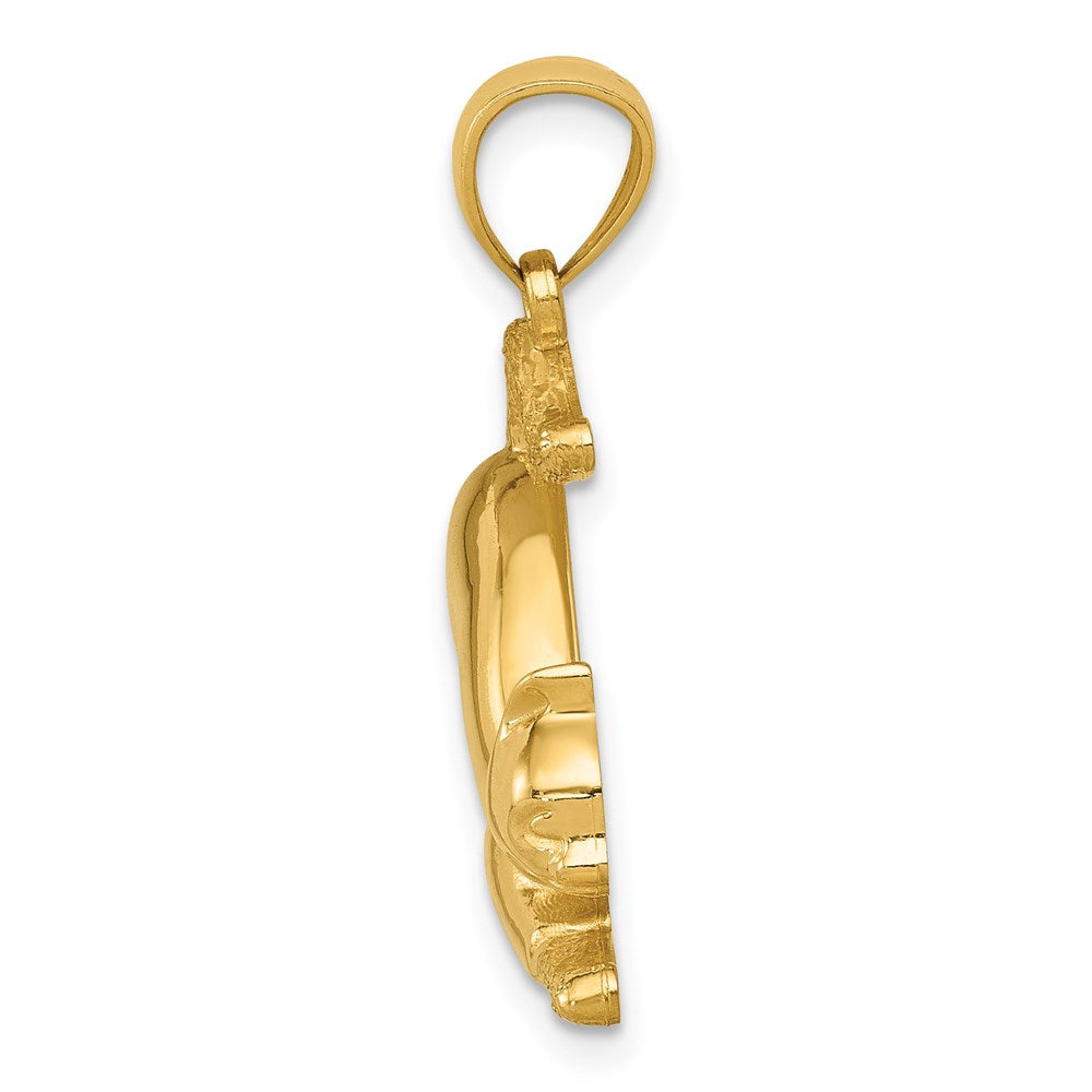 14k Yellow Gold 24 mm Stretching Cat Pendant (2.21 grams)