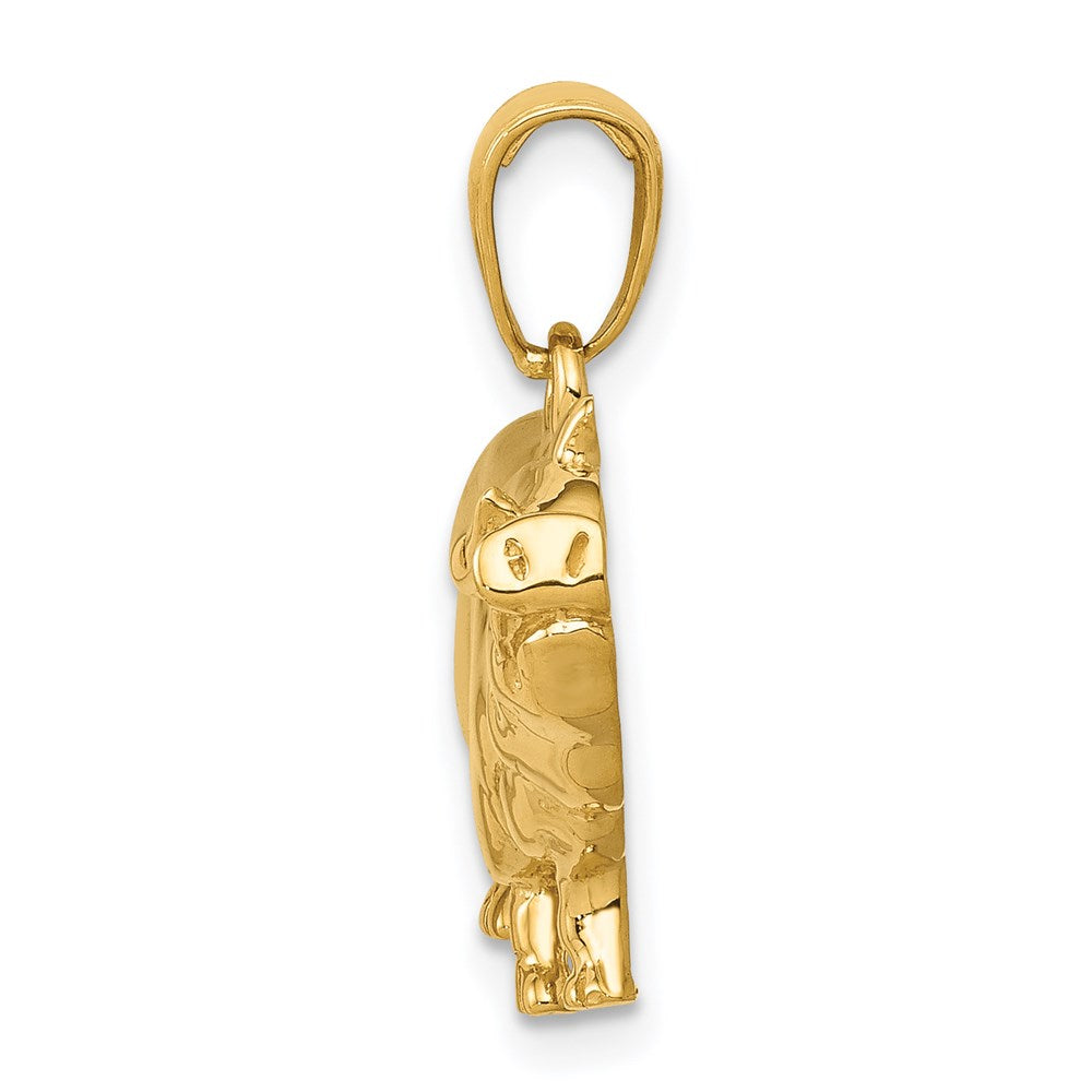 14k Yellow Gold 28.5 mm Pot Belly Pig Pendant (4.08 grams)
