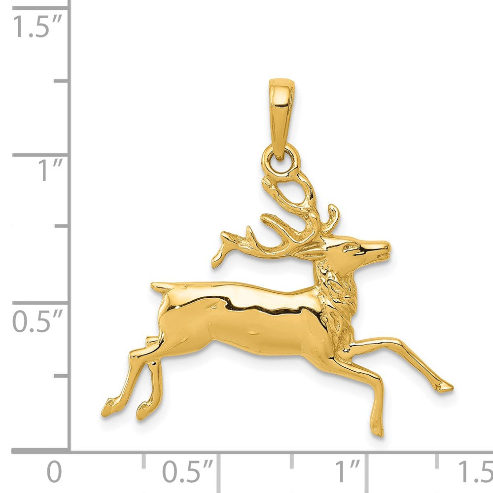 14k Yellow Gold 30 mm Deer Running Pendant (2.27 grams)