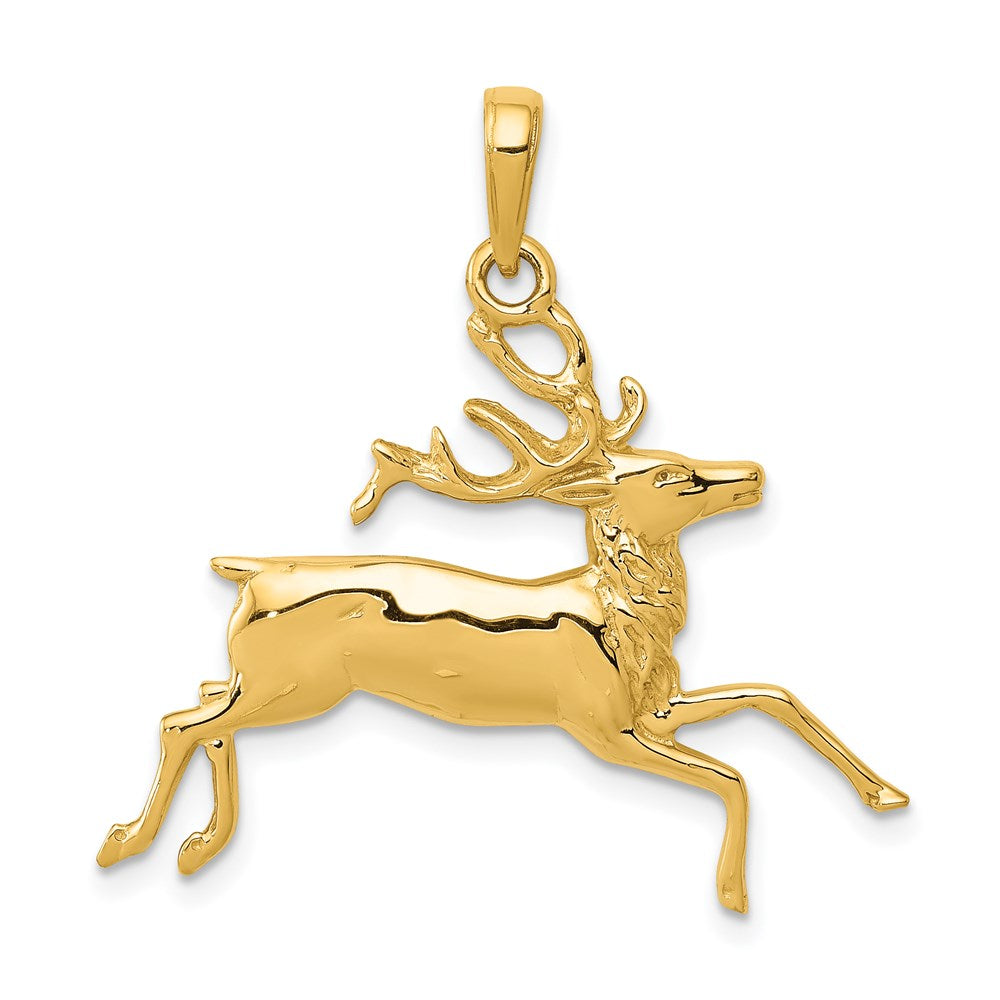 14k Yellow Gold 30 mm Deer Running Pendant (2.27 grams)