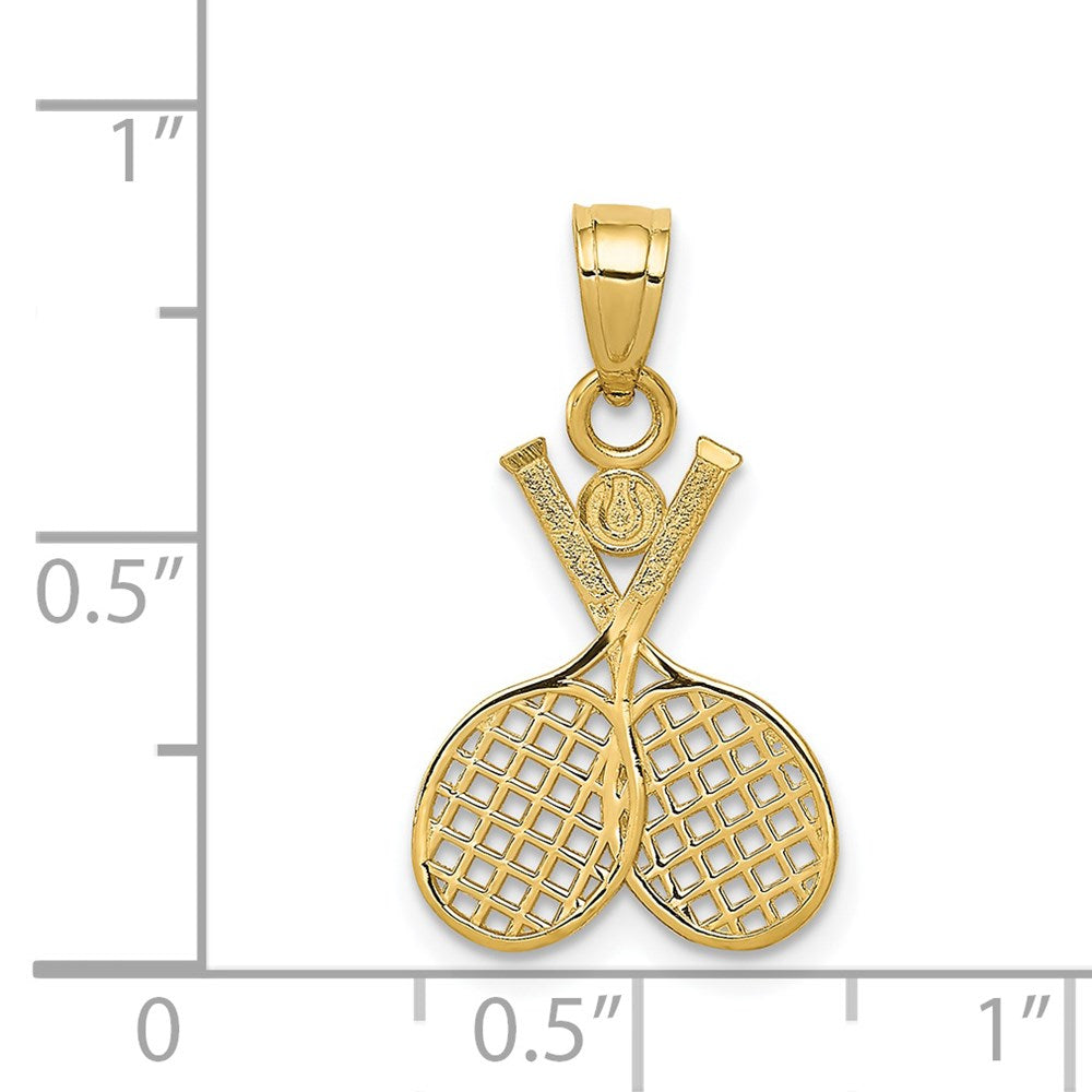 14k Yellow Gold 12 mm Double Tennis Racquet Charm (0.6 grams)
