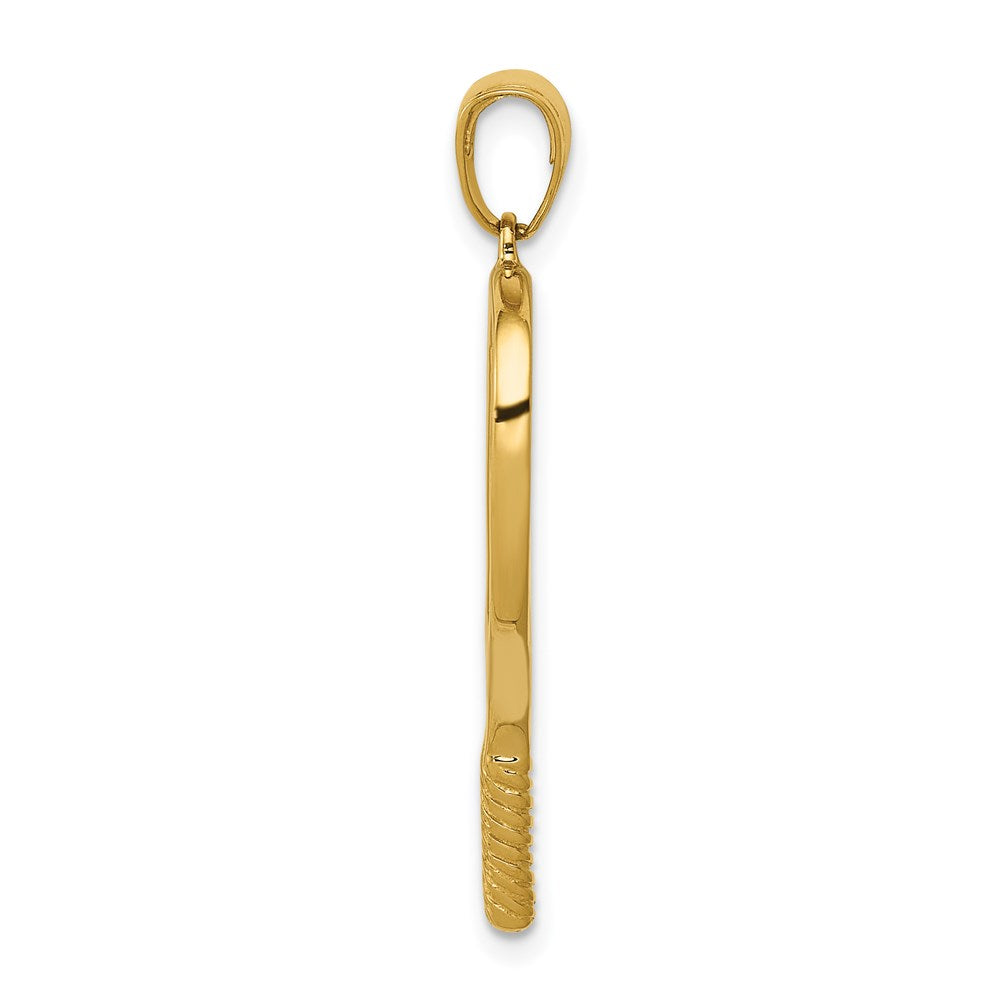 14k Yellow Gold 20 mm Solid Polished 3-D Tennis Racquet Pendant (2.08 grams)