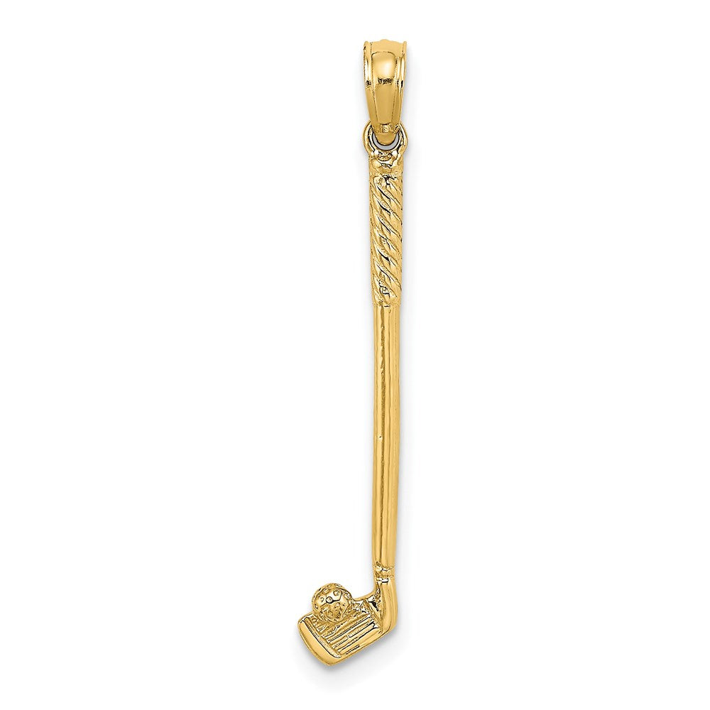 14k Yellow Gold 5.1 mm 3-D Single Golf Club with Ball Charm (0.89 grams)