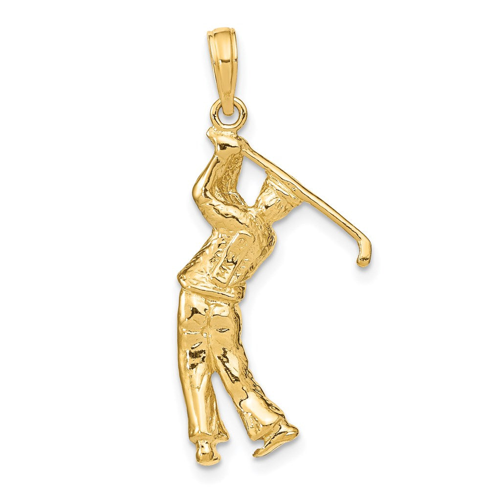 14k Yellow Gold 15 mm 3-D Golfer in Swing Charm (4.58 grams)