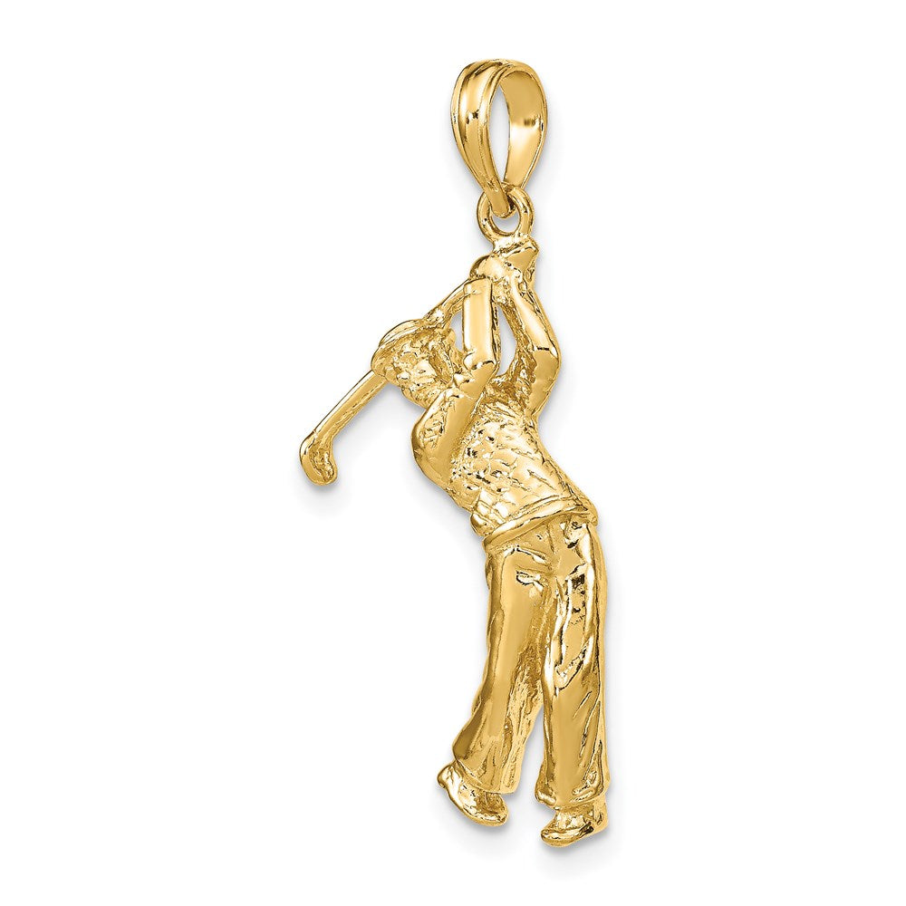 14k Yellow Gold 15 mm 3-D Golfer in Swing Charm (4.58 grams)