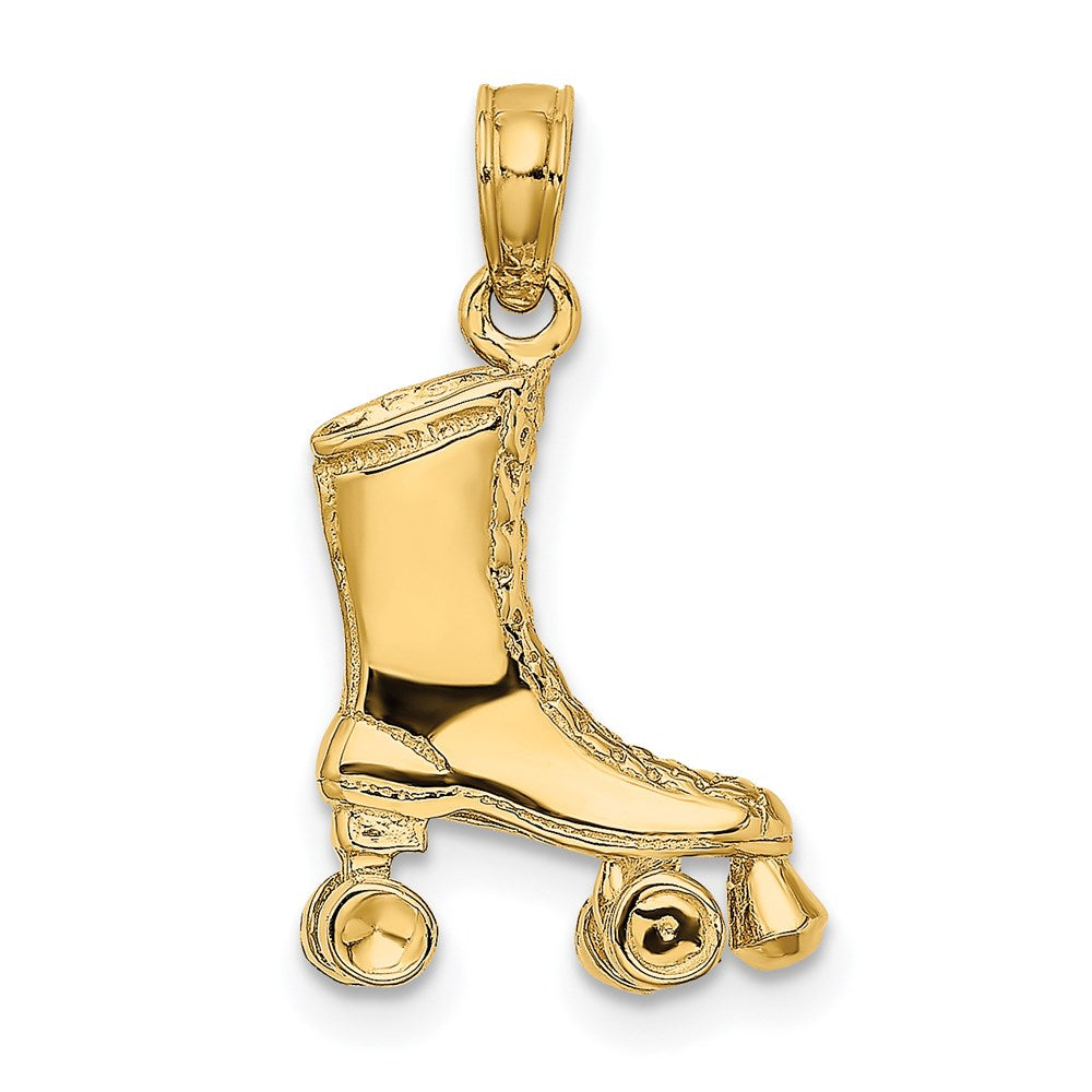 14k Yellow Gold 11.85 mm 3-D Roller Skate Charm (2.22 grams)