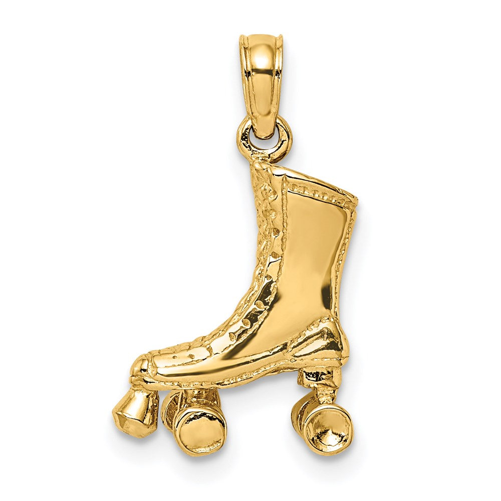 14k Yellow Gold 11.85 mm 3-D Roller Skate Charm (2.22 grams)