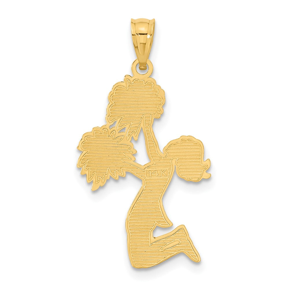14k Yellow Gold 15 mm Diamond Cut Cheerleader Charm (1.19 grams)