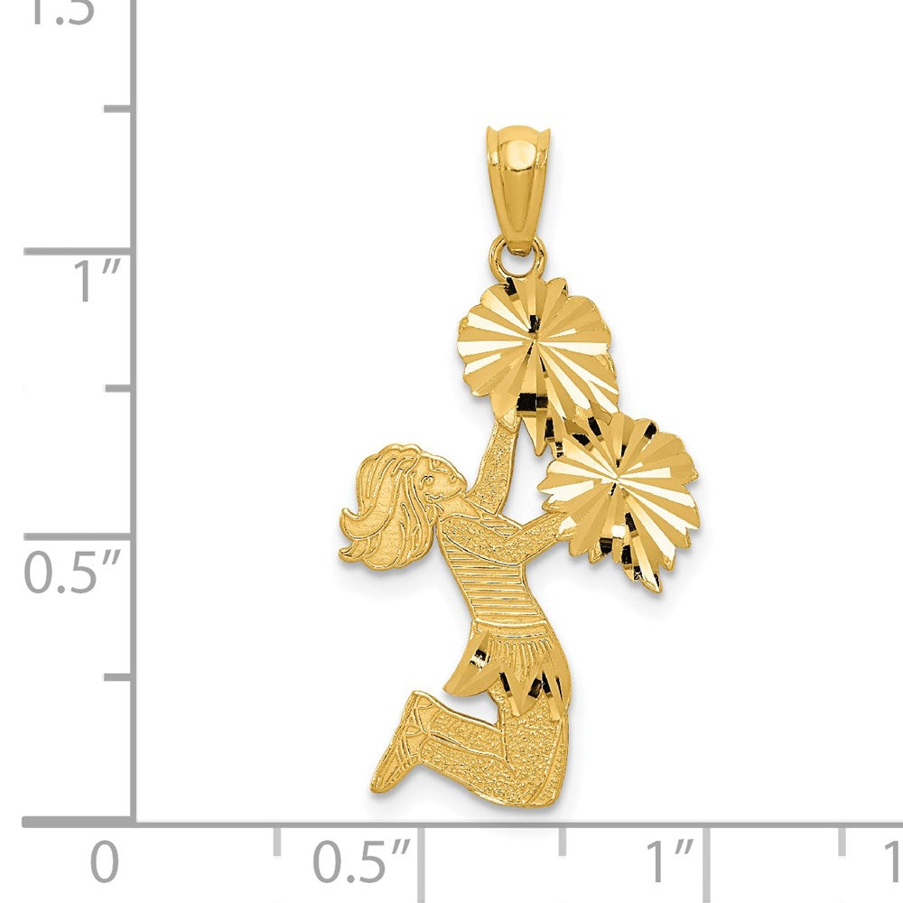 14k Yellow Gold 15 mm Diamond Cut Cheerleader Charm (1.19 grams)