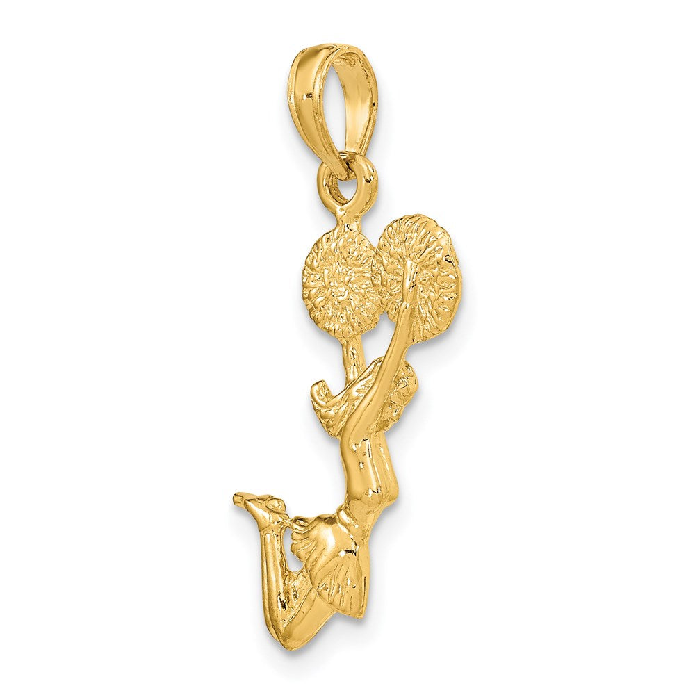 14k Yellow Gold 10.1 mm 3-D Jumping Cheerleader Charm (2.23 grams)