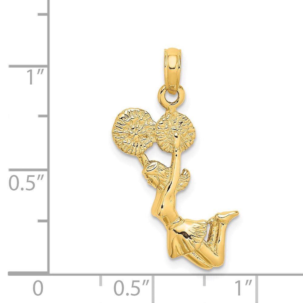 14k Yellow Gold 10.1 mm 3-D Jumping Cheerleader Charm (2.23 grams)