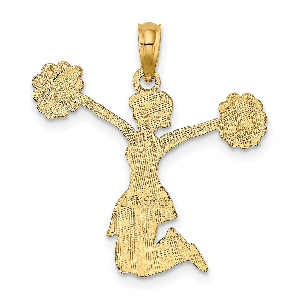 14k Yellow Gold 33 mm Cheerleader Jumping with Pom-Pom's Charm (1.36 grams)