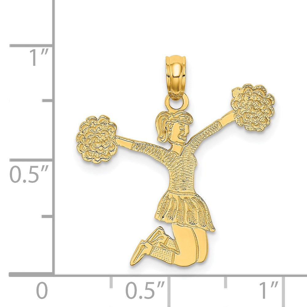14k Yellow Gold 33 mm Cheerleader Jumping with Pom-Pom's Charm (1.36 grams)