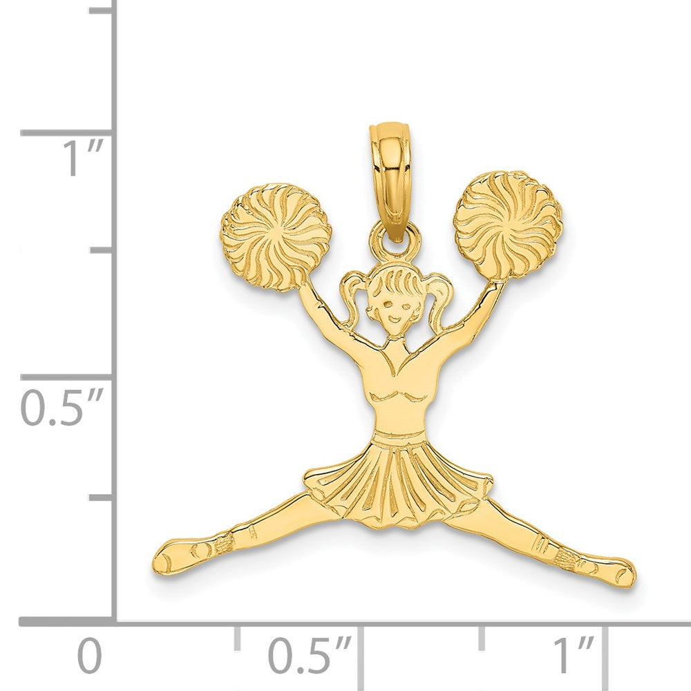 14k Yellow Gold 25.9 mm Cheerleader Jumping with Pom-Poms Charm (1.3 grams)