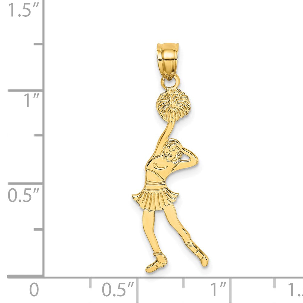 14k Yellow Gold 9 mm Cheerleader with Hand on Head Charm (0.76 grams)