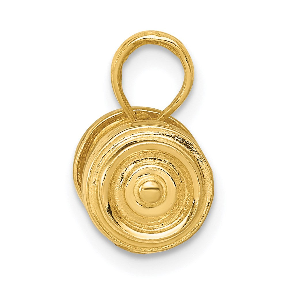 14k Yellow Gold 15 mm 3-D Single Barbell Pendant (2.95 grams)