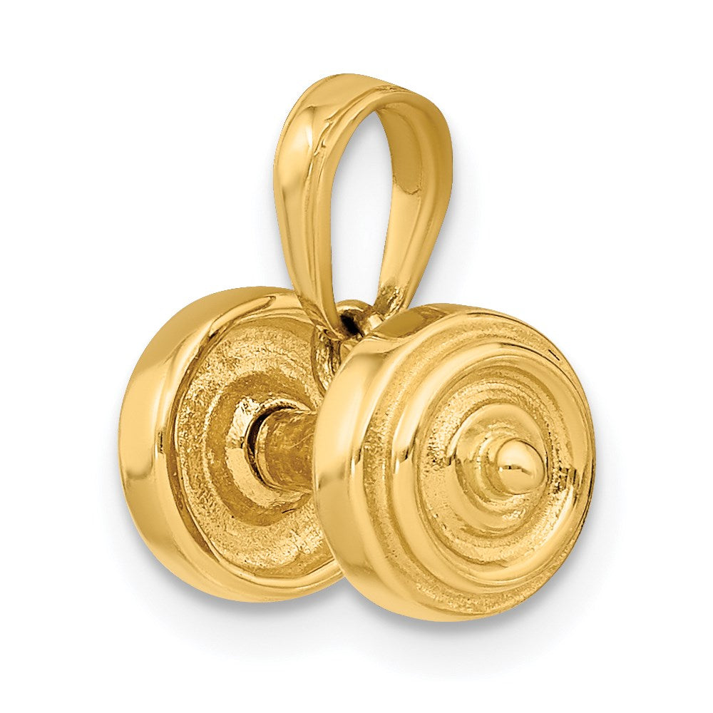 14k Yellow Gold 15 mm 3-D Single Barbell Pendant (2.95 grams)