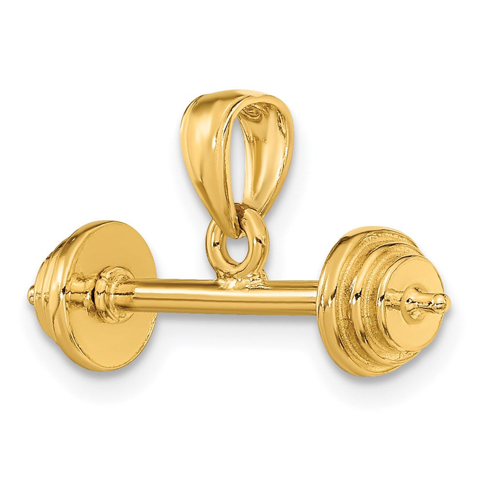 14k Yellow Gold 23 mm 3-D Barbell Pendant (2.36 grams)