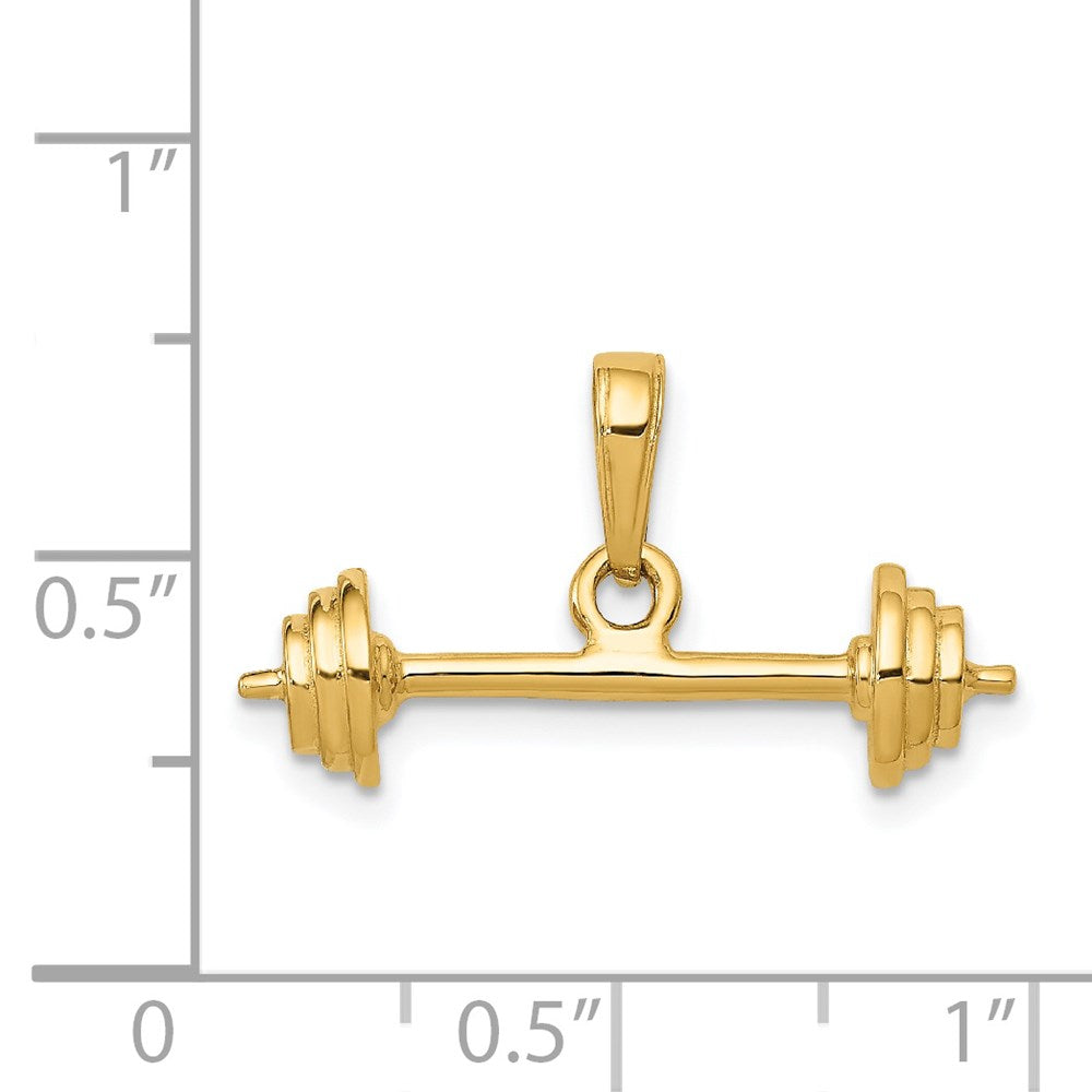 14k Yellow Gold 23 mm 3-D Barbell Pendant (2.36 grams)