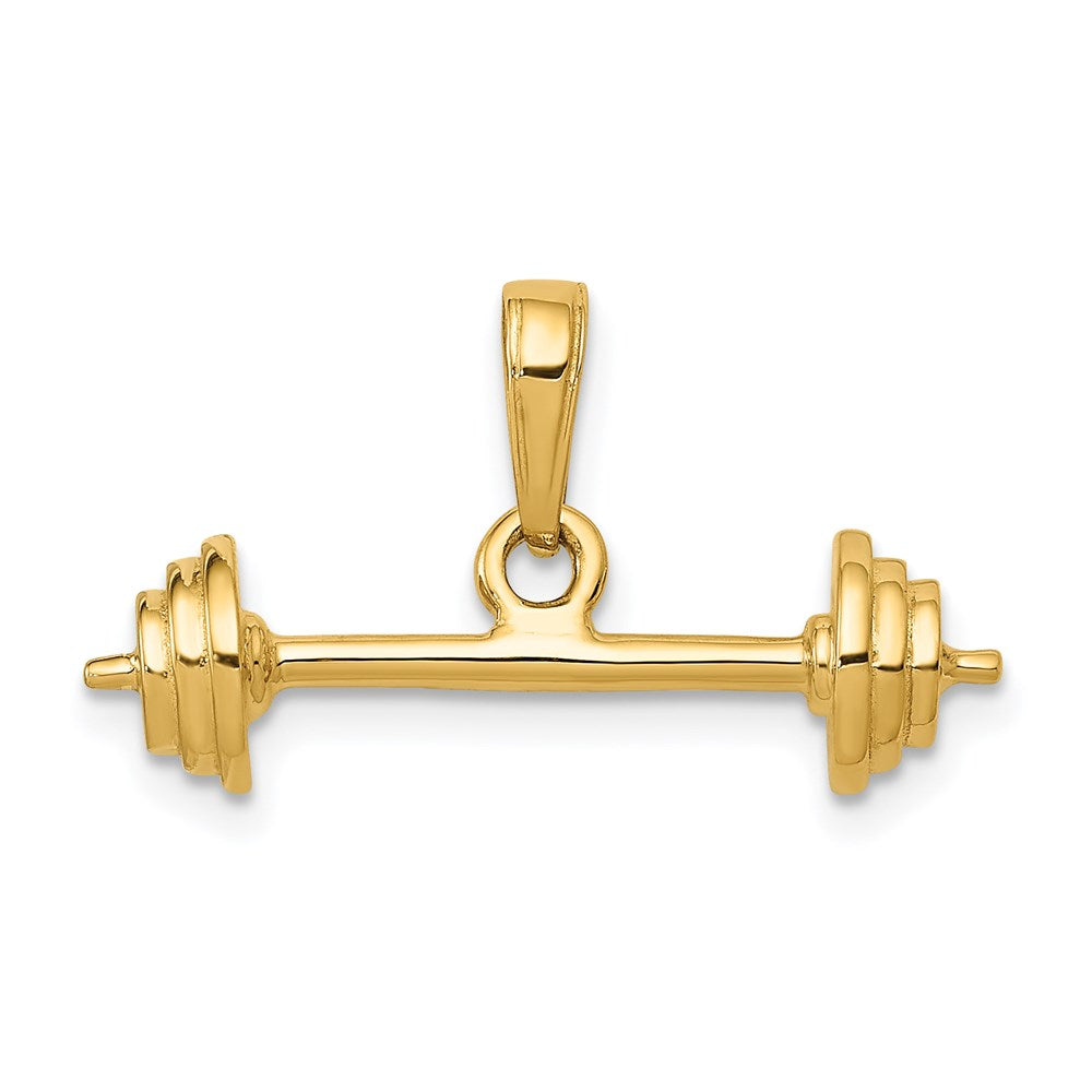14k Yellow Gold 23 mm 3-D Barbell Pendant (2.36 grams)