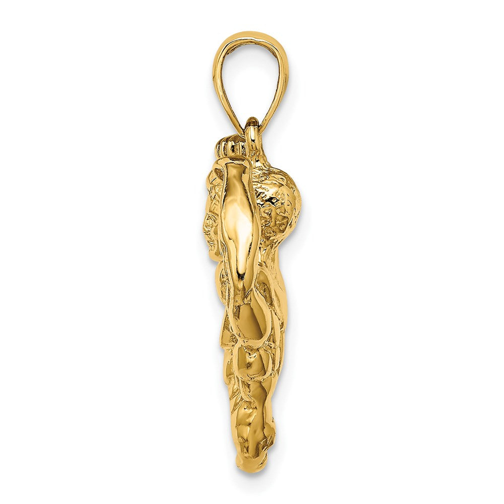 14k Yellow Gold 20 mm 3-D Bodybuilder Waist Up Pendant (8.09 grams)