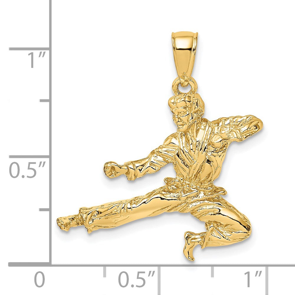 14k Yellow Gold 24 mm 3-D Male Karate Pendant (5.39 grams)