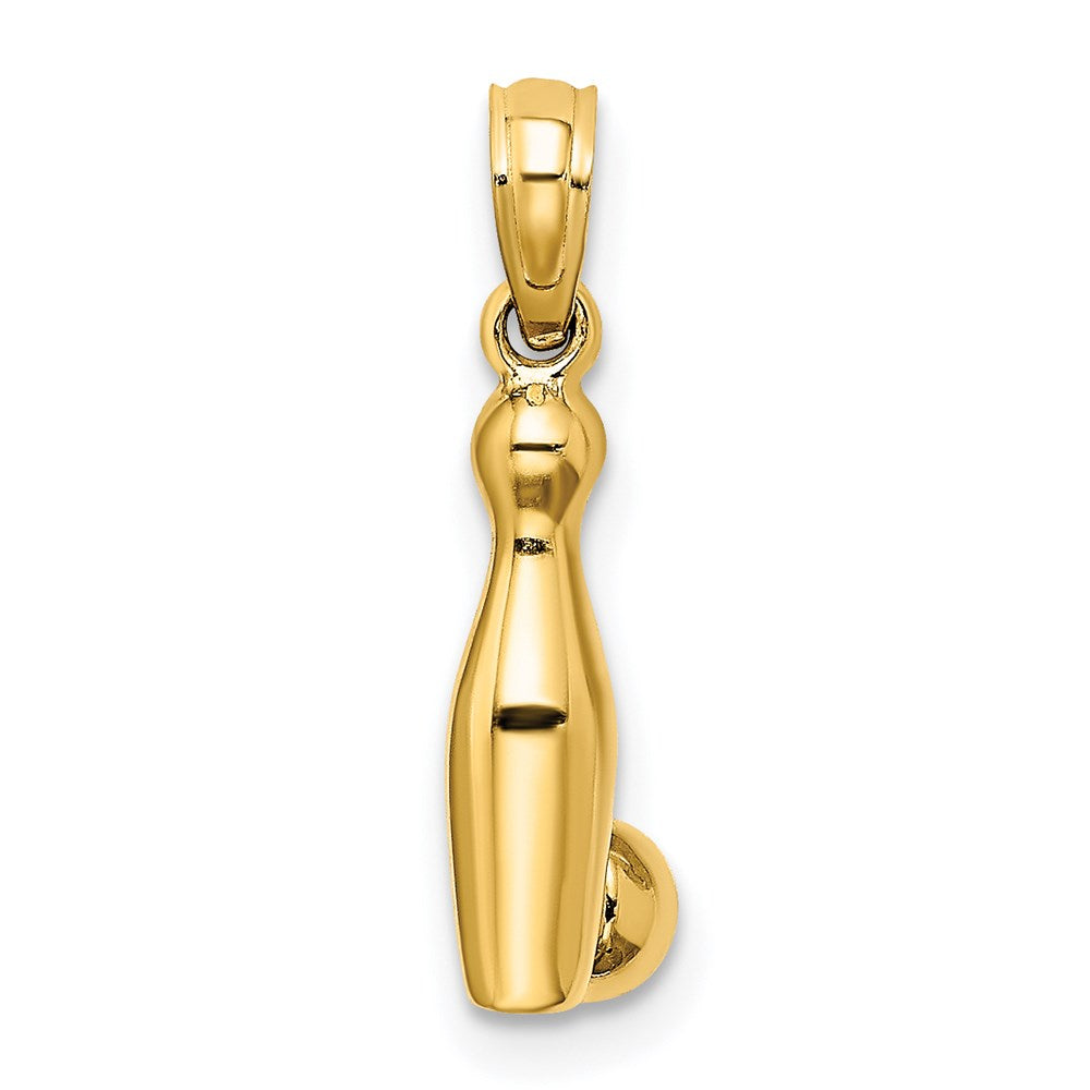 14k Yellow Gold 6.7 mm 3-D Bowling Pin and Ball Charm (1.6 grams)