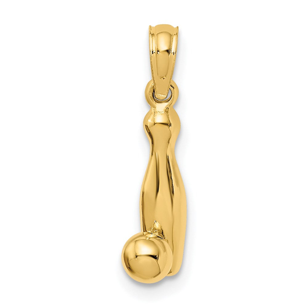 14k Yellow Gold 6.7 mm 3-D Bowling Pin and Ball Charm (1.6 grams)