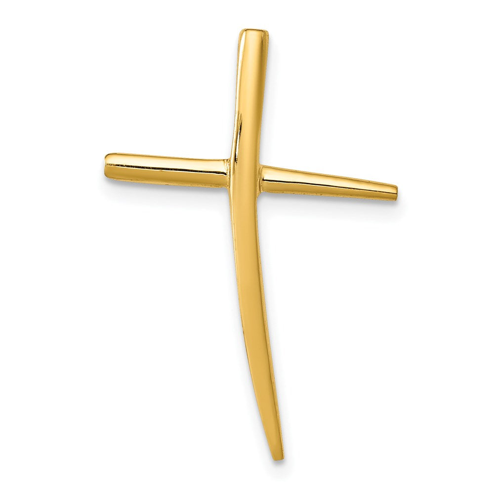 14k Yellow Gold 17 mm Polished Curved Cross Chain Slide (0.91 grams)